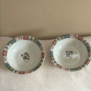 Festive Snowman Bowls Set of 2